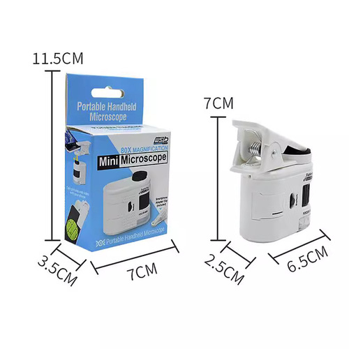 New Mini Portable Money-Testing Microscope Outdoor Exploration Observation Portable Clip Phone LED Magnifying Microscope