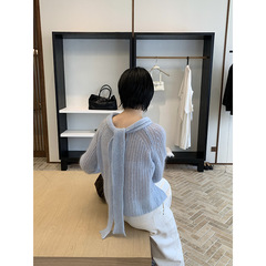 MMC羊毛针织衫女装秋季新款韩系设计感高级正反两穿镂空宽松毛衣