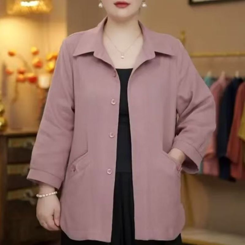 一件代发直播爆款2025春秋季新款妈妈装衬衫显瘦时尚短款女士外套|undefined
