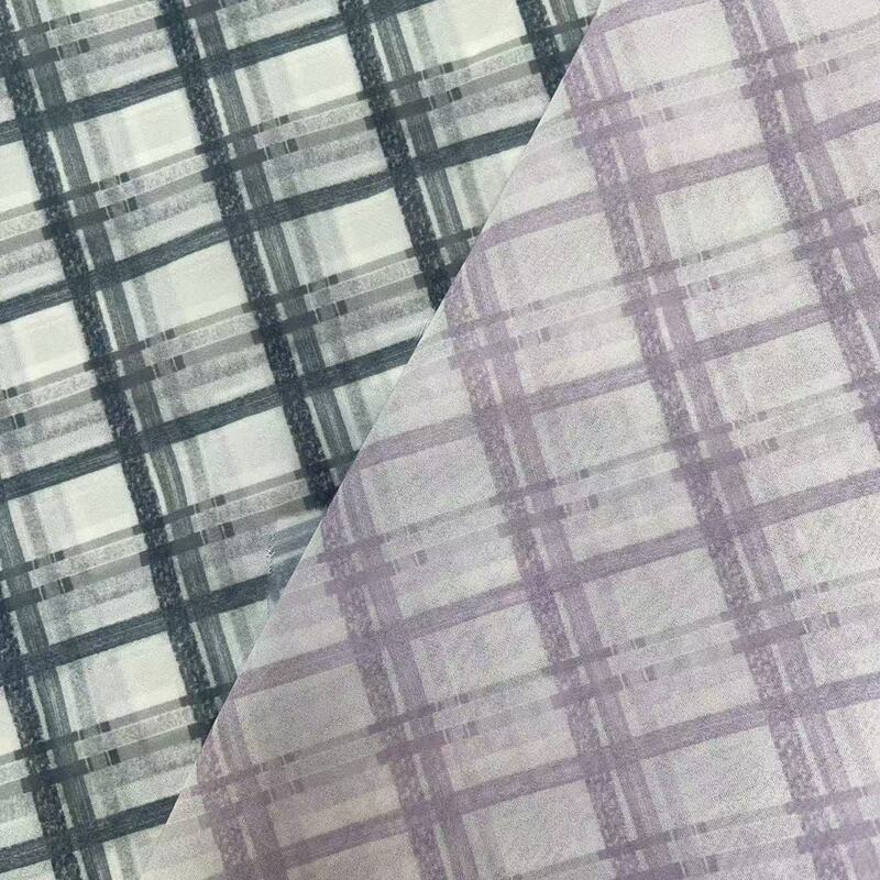 雪纺格仔数码印花 连衣裙柔软面料|undefined