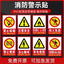 禁止吸烟严禁烟火注意安全当心火灾当心落物有电危险标识警示贴