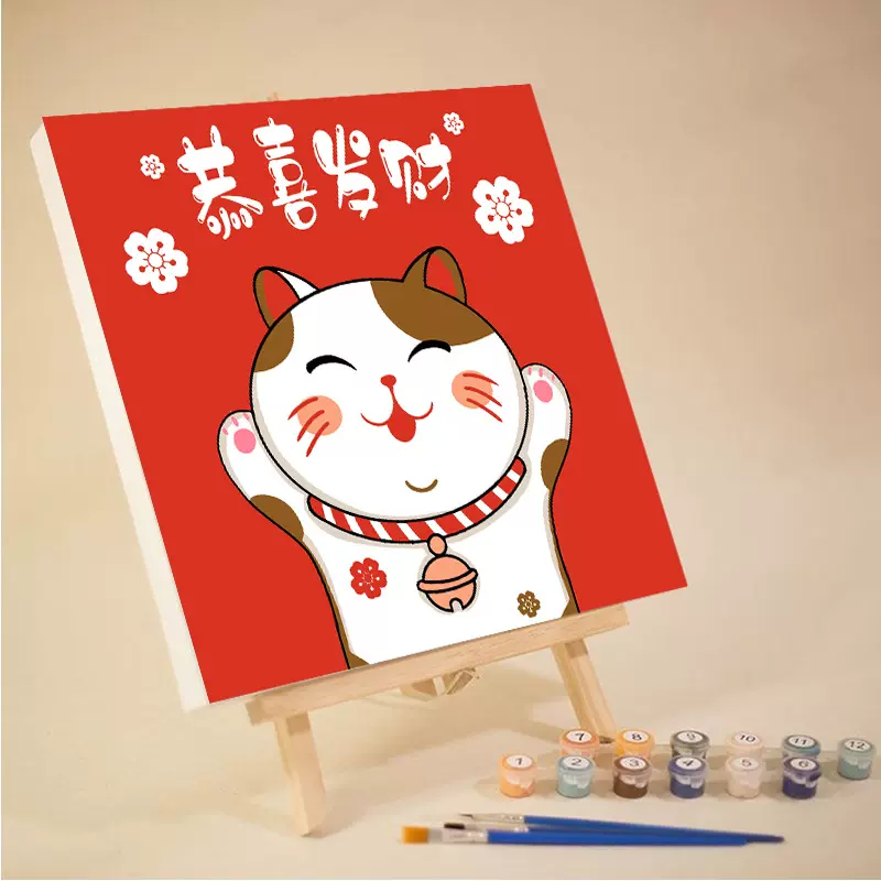 diy数字油画儿童卡通女孩手工动漫填色油画批发颜料绝对管够