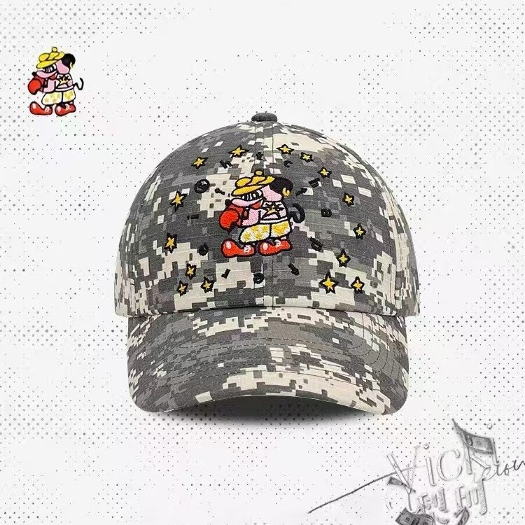 New Boxing King Camouflage Baseball Cap Spring and Summer Outdoor Retro Boxing Mouse Embroidered Peaked Cap Showing Face Small Big Head Circumference New Boxing King Camouflage Baseball Cap Spring and Summer Outdoor Retro Boxing Mouse Embroidered Peaked Cap Showing Face Small Big Head Circumference