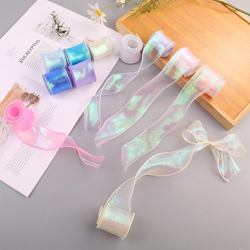 Wave colorful yarn with fishtail yarn ribbon Valentine's Day flowers gifts cake bow packaging ribbon wholesale