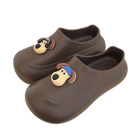 Internet Celebre Fun Cartoon Puppy Outfit Waterproof Big Toe Shoes Casual Soft Sole Shoes for Lazy People Women's Summer Half Slippers