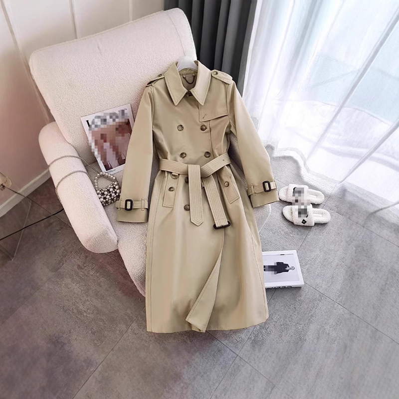 Long Trench Coat for Women 2026 Spring Collection, High-End Over-The-Knee British Style, Fashionable Waist-Cinching, Elegant Double-Breasted Coat, Stylish
