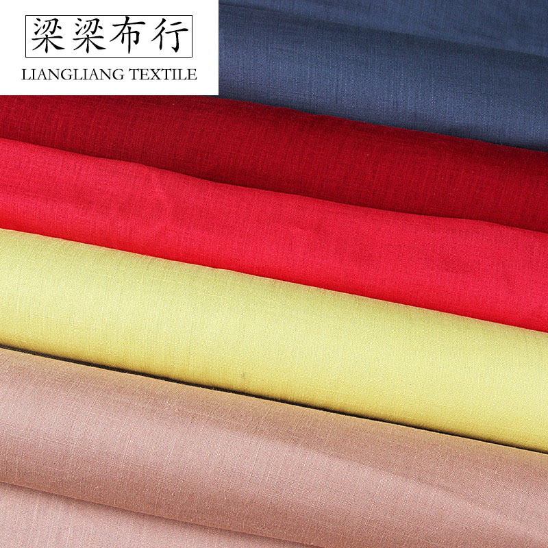 1212#粘亚麻竹节混纺面料 粘亚麻染色布 棉麻面料 休闲服装面料