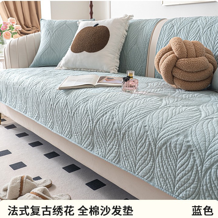 Algodón simple almohadilla de sofá cuatro estaciones de algodón universal antideslizante almohadilla de asiento toalla simple cubierta de sofá moderno