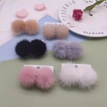 热销秋冬毛绒甜美耳钉水貂毛球耳饰个性少女流苏毛毛耳环无耳洞