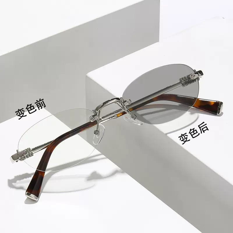 复古无框平光镜防蓝光圆框金属眼镜架欧美网红同款个性高级感眼镜