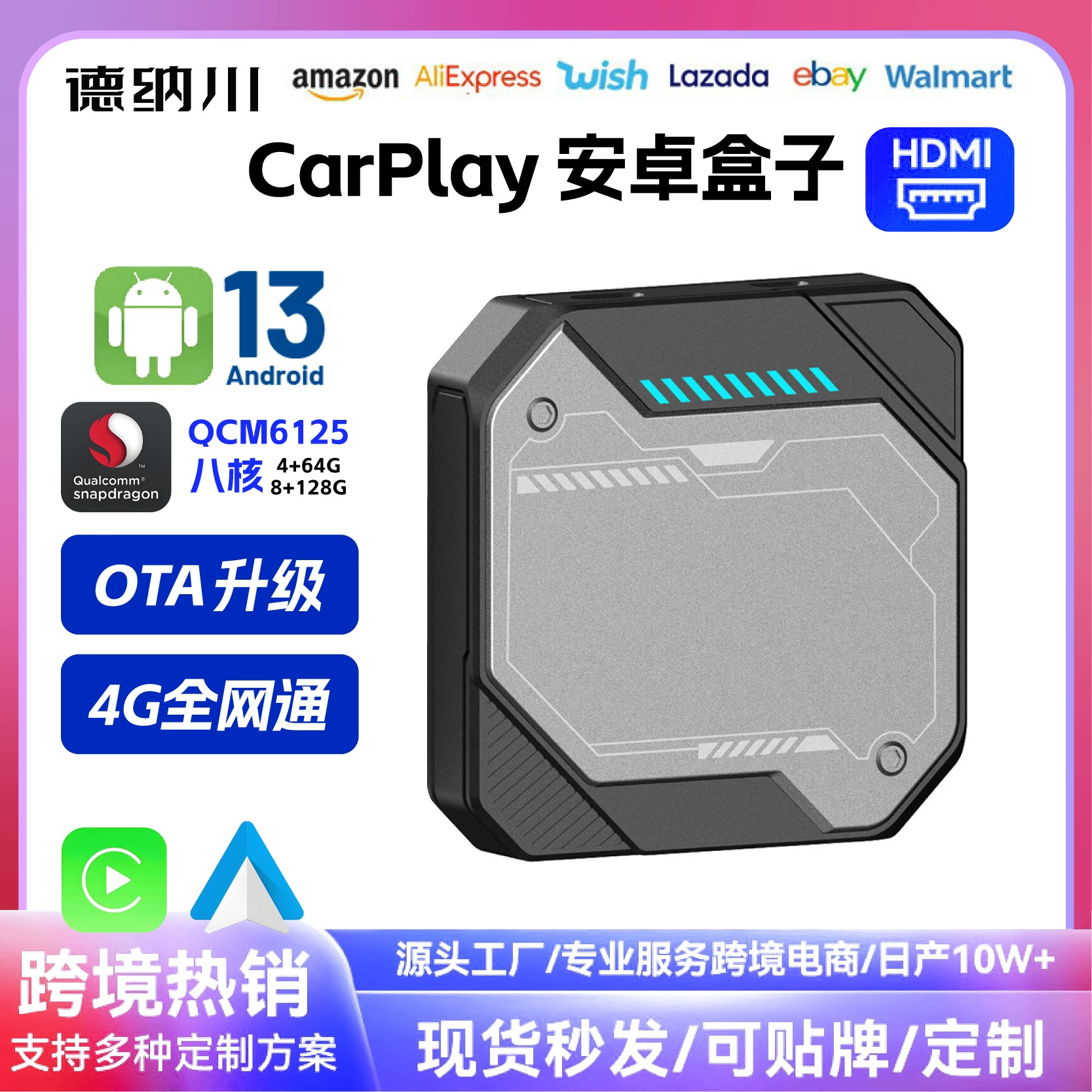Беспроводная коробка carplay AiBox для Mercedes Audi Buick 4G карты Android видеокассеты экран