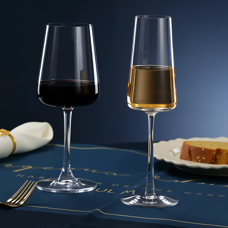 Taza de champán francesa alta taza de vino casera de cristal de alto valor nominal taza de vino blanco taza de vino espumante