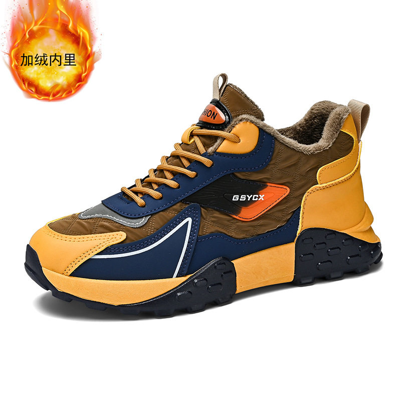 Giày nam kiểu sneaker cổ cao lót nhung dày dặn giữ ấm chống nước đế dày — Kaki, Milan, Xám đen