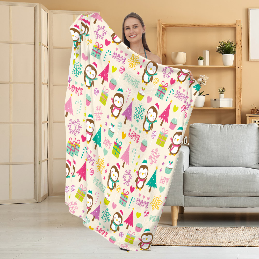 Manta de Franela Festiva con Estampado Navideño, Manta para Siesta, Manta para Aire Acondicionado, Manta Gruesa para Sofá, Manta para Dormitorio
