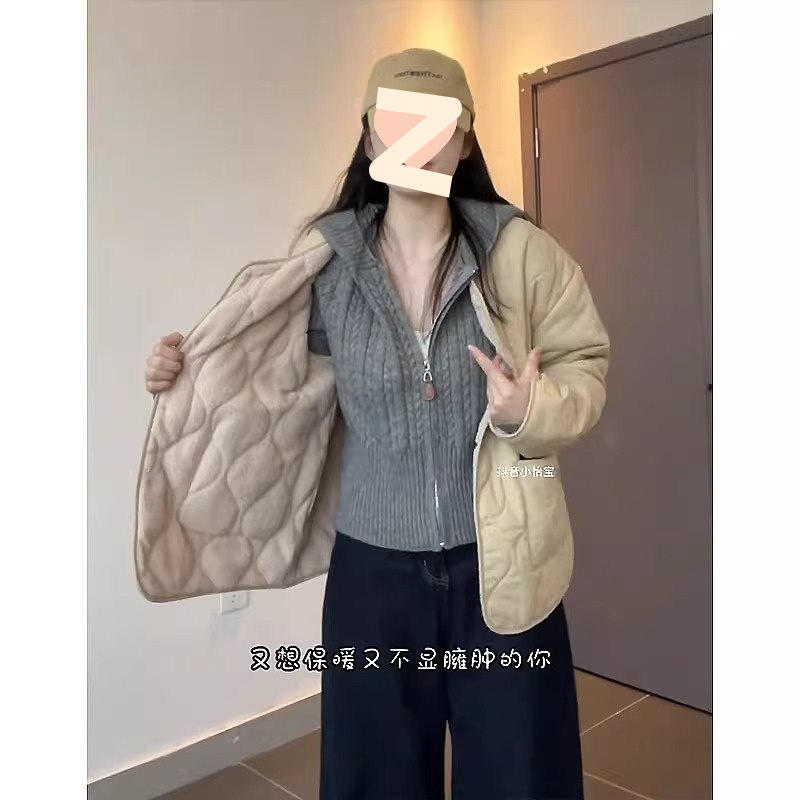 温柔风麻花连帽针织开衫女秋冬韩系慵懒拉链毛衣外套收腰短款上衣|undefined