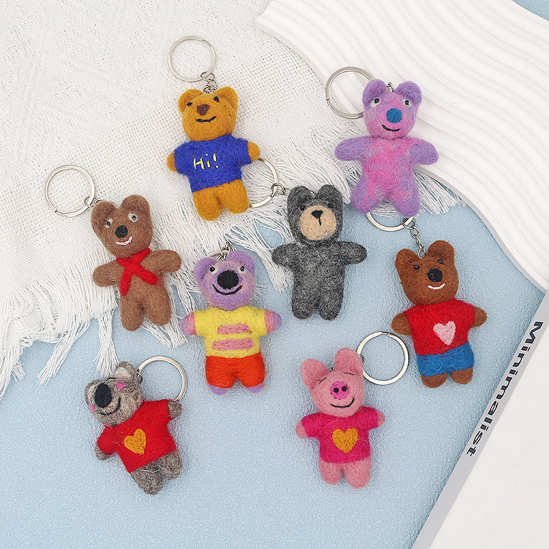 かわいいウールフェルトミルクティーベア人形漫画立体ラブベアバッグペンダントキーホルダーペンダントアクセサリー|undefined