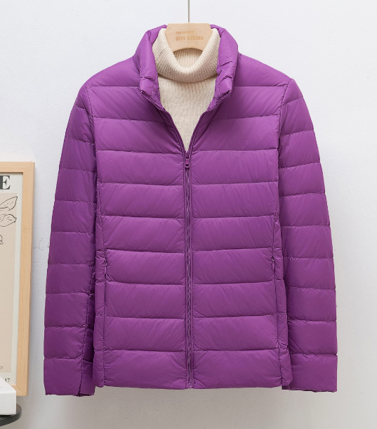 Dark purple women's stand collar