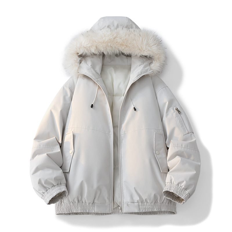 Parker Tooling Padded Jacket For Men And Women Autumn Fur Collar Padded Jacket Thickened Couple Hooded Padded Jacket_viptrois.com