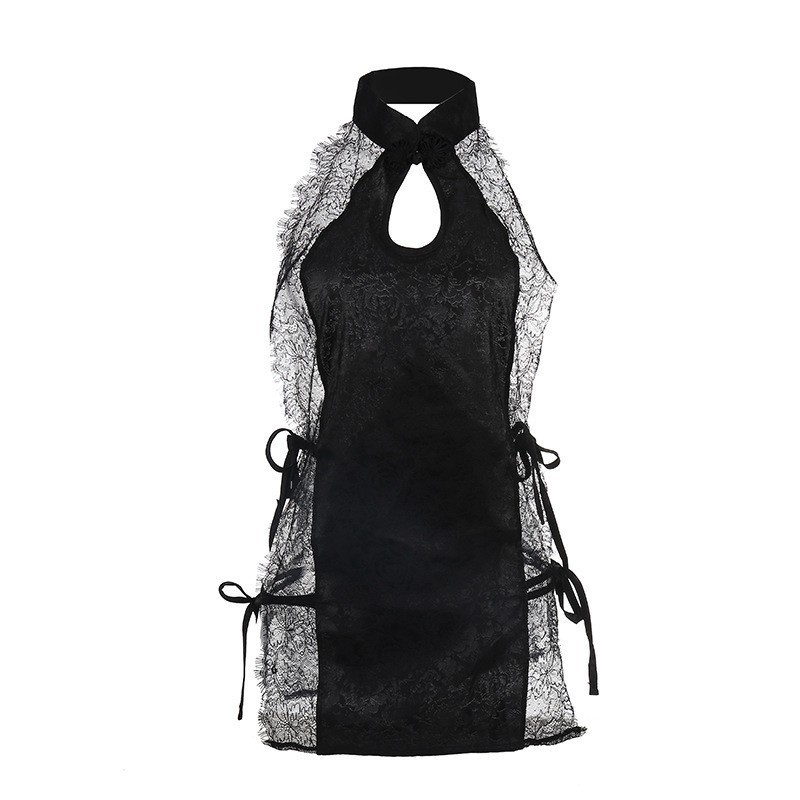 Noche retro sexy cheongsam belleza cuello de gota de agua vestido de ropa interior nueva generación de cabello tentación pasión puro deseo falda