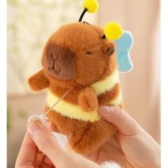4inch ぬいぐるみ蜂カピバラの羽振動ぬいぐるみキーホルダー卸売グルメフライドポテトカピバラ