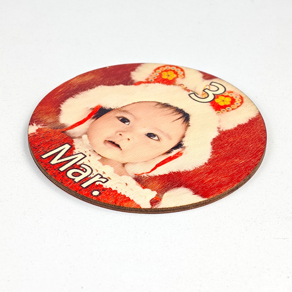 Fábrica directa almohadilla de taza de madera redonda / etiqueta de edad DLY material al por mayor