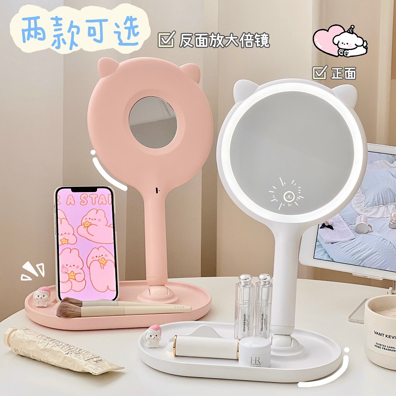 Espejo de maquillaje con lámpara para el hogar led espejo dormitorio de estudiantes de escritorio de oficina portátil ultra alta definición espejo de tocador