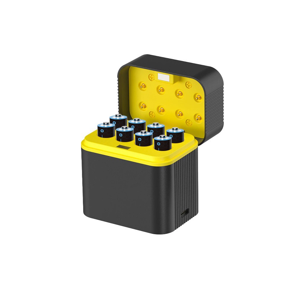 [AA5号1.5V锂电充电仓8槽智能翻盖带Type-C口LED灯显示充电器]
