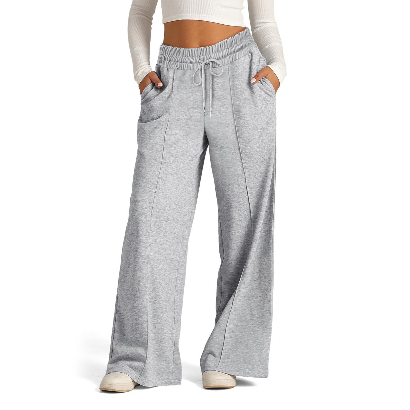 Europa y los Estados Unidos de moda transfronteriza de color sólido tendencia de pulsación temperamento de estilo de viaje pantalones casuales personales pantalones rectos sueltos