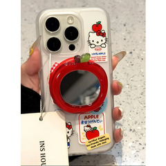 かわいい鏡面kitty猫マグネットスタンドはアップル16promax携帯ケースiPhone15の新型14を適用している