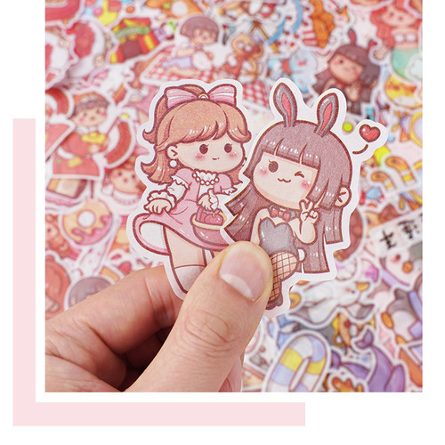 Small mochi notebook sticker pack set water cup decoration small pattern cartoon cute girl material pack and paper stickers