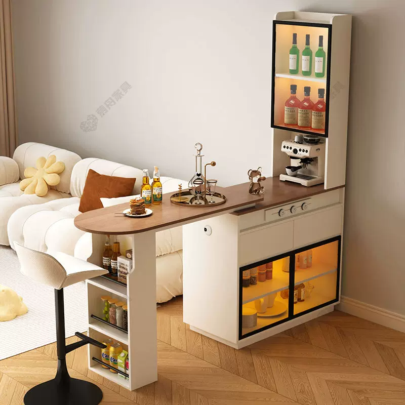 实木吧台柜家用客厅靠墙隔断柜阳台休闲小吧台小型中古伸拉伸纳柜