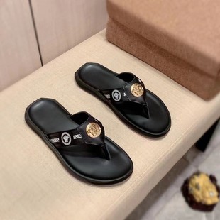 European Station Cross-Border Foreign Trade High-End Luxury Men's Shoes Sandals Genuine Leather Flip-Flops Large Size Flip-Flops