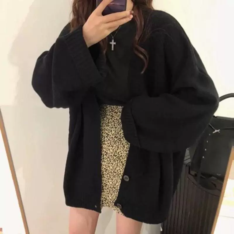 Кардиган oversize для студентов, демисезонный свитер в корейском стиле, one size (длина 63 см)
