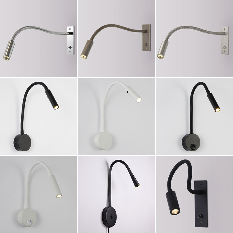 Cross-Border Project Hot-Selling Reading Wall Lamp, Gooseneck Lamp, Full Spectrum Wall Light for Hotel Rooms, Bedroom, Bedside, Living Room
