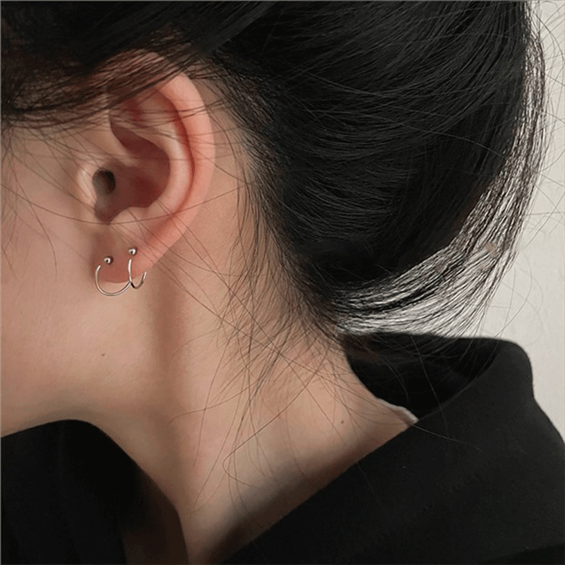 Pendientes piercing de oreja para mujer plata esterlina simple estilo frío pequeño círculo Beanie ear bone Stud 2021 nuevo anillo de hueso de oreja de moda