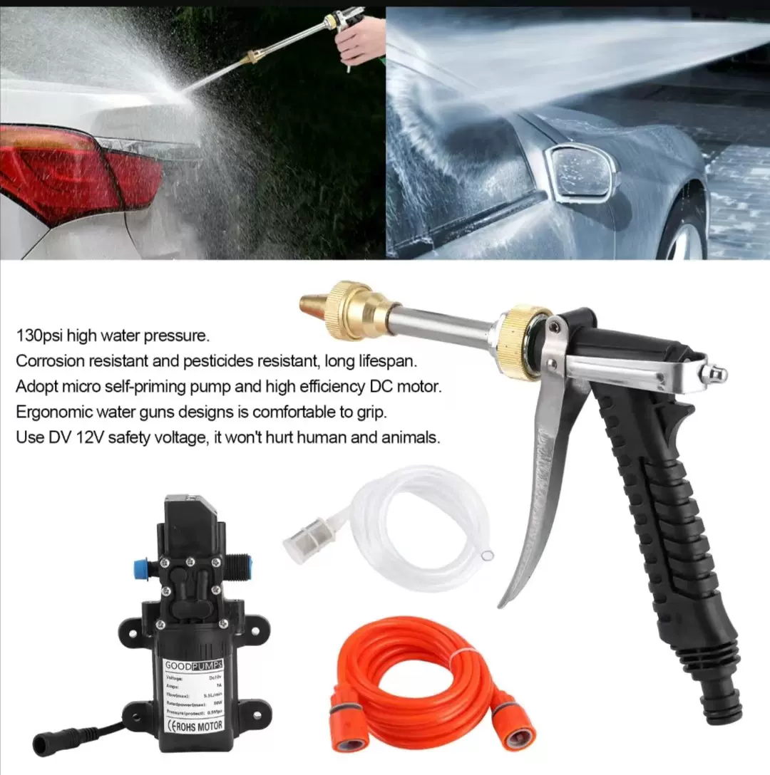 高压洗车水枪12V车载洗车器洗车机洗车泵套装跨境亚马逊便携式