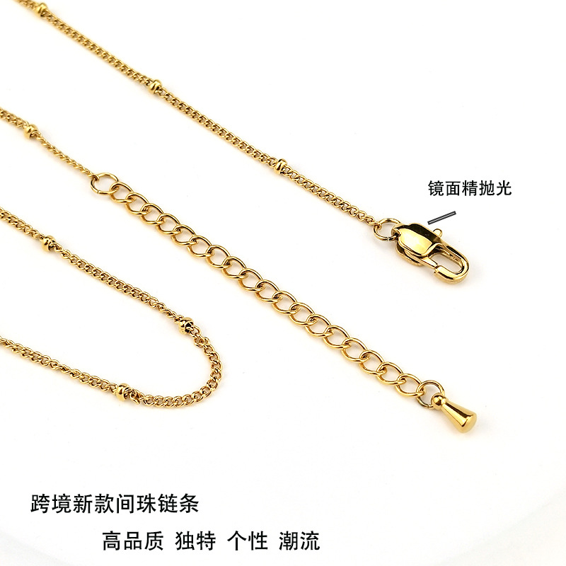 INS风无锈防水不锈钢细珠链项链女式极简时尚叠戴项圈项链饰品潮