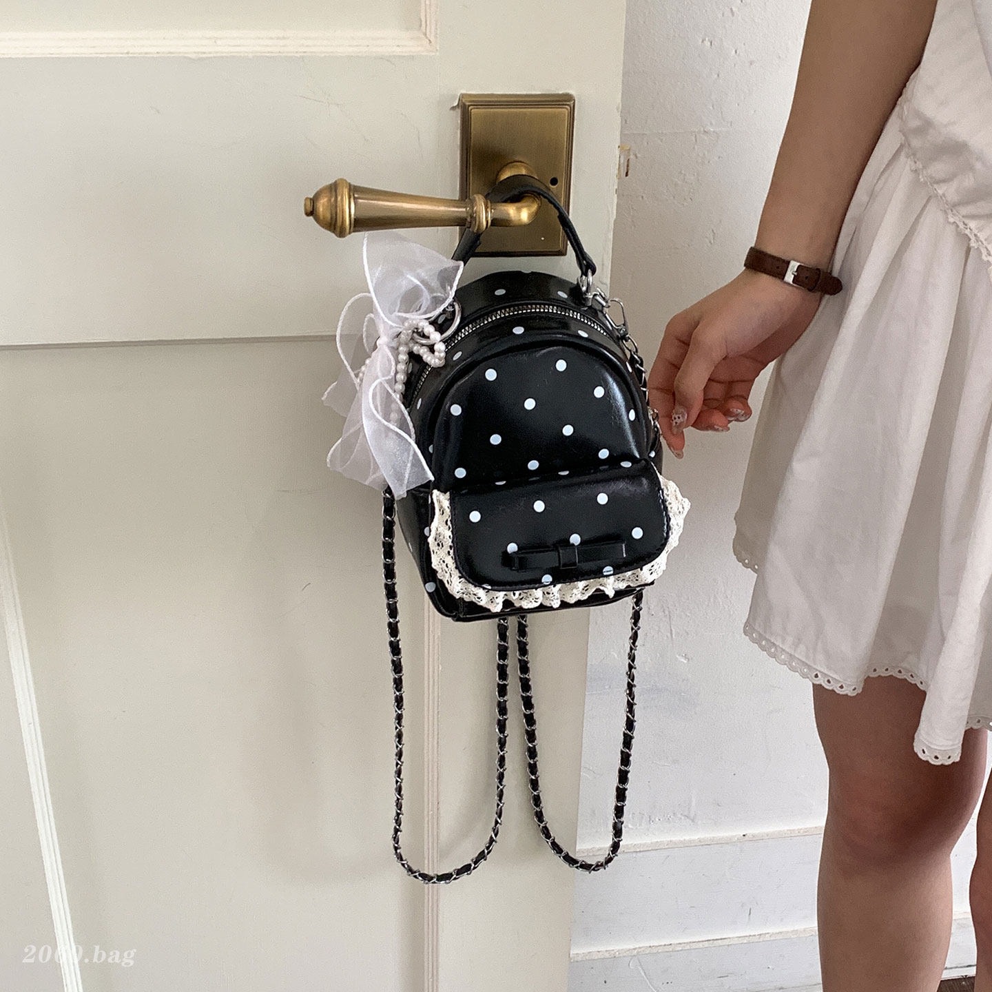 Mochila 2026 mujer pequeña onda de moda coreana joven hombro de verano nuevo dulce cadena