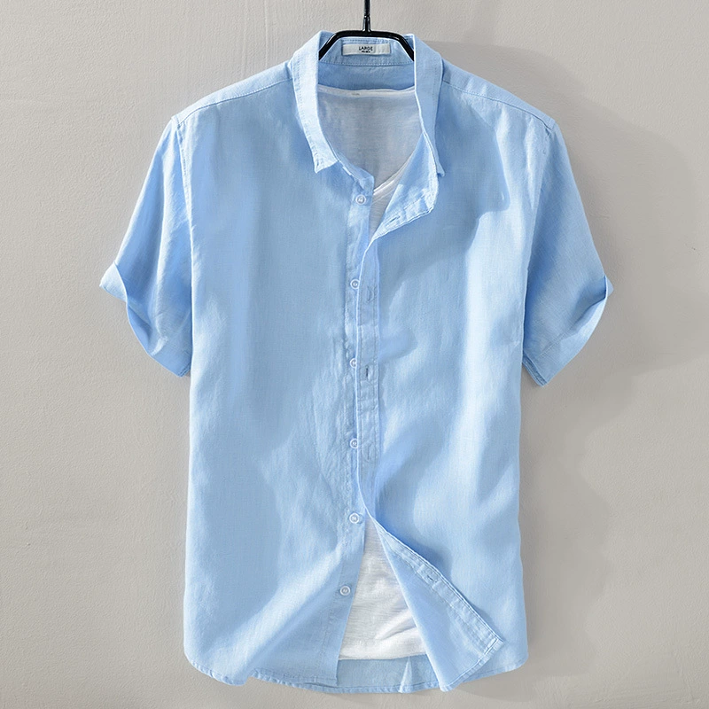 Japanese retro thin base shirt for leisure, with short sleeve, loose fit