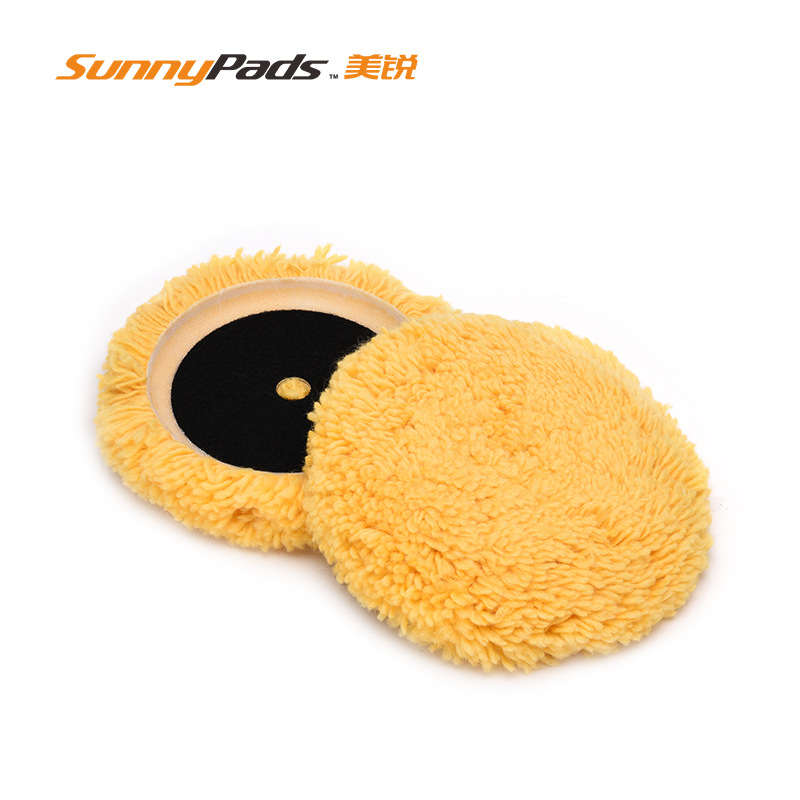 T180单面中抛混纺羊毛背绒自粘式羊毛球汽车打蜡羊毛球抛光盘