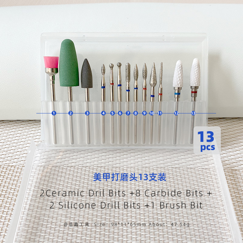 acero tungsteno uñas pulizando cabeza caja cerámica pulizante de piel muerta pretratamiento de eliminación de uñas pulizante herramienta de uñas