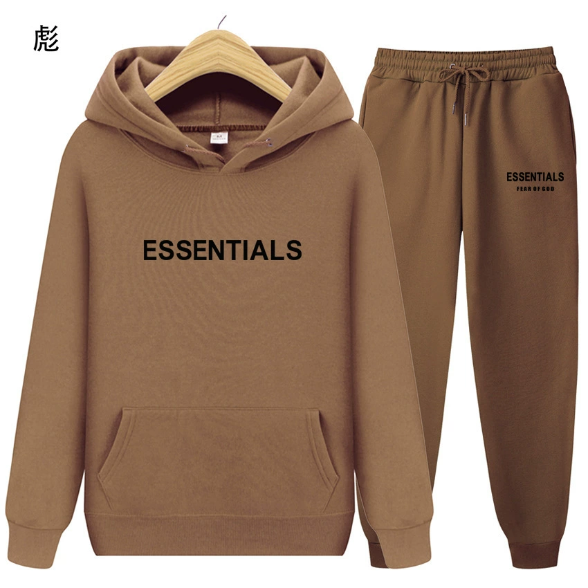 Свитшот-комплект (Fear of God ESSENTIALS) унисекс с двойной линией и бархатной худи & джоггеры, размеры S–XXXL