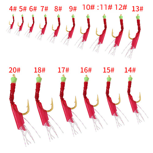 Lure Fish Skin Hook Combo Set with Night Glow Bionic Shrimp Skin Hooks for Largemouth Bass Fishing in Reservoirs (6 Hooks)