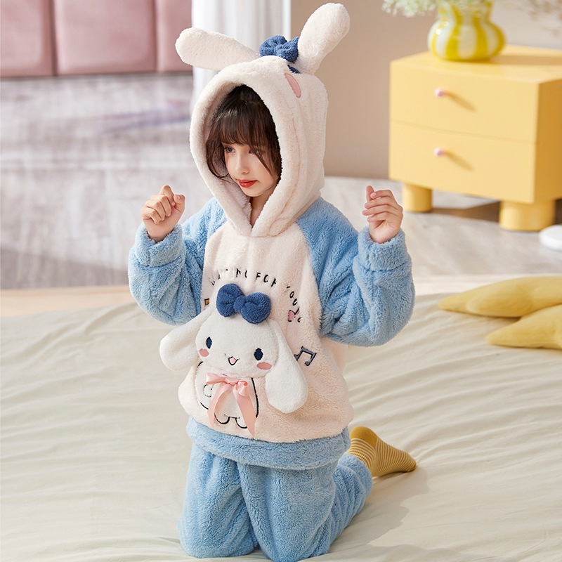 Pijamas de los niños de franela engrosada ropa de otoño e invierno medio y los niños grandes lindo Yugui perro caliente coral fleece homewear