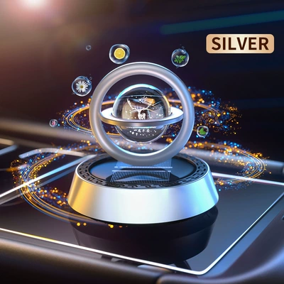 Car Aromatherapy Solar Rotary Car Perfume Aromatherapy - suspended-crystal-ball-silver-random-scent