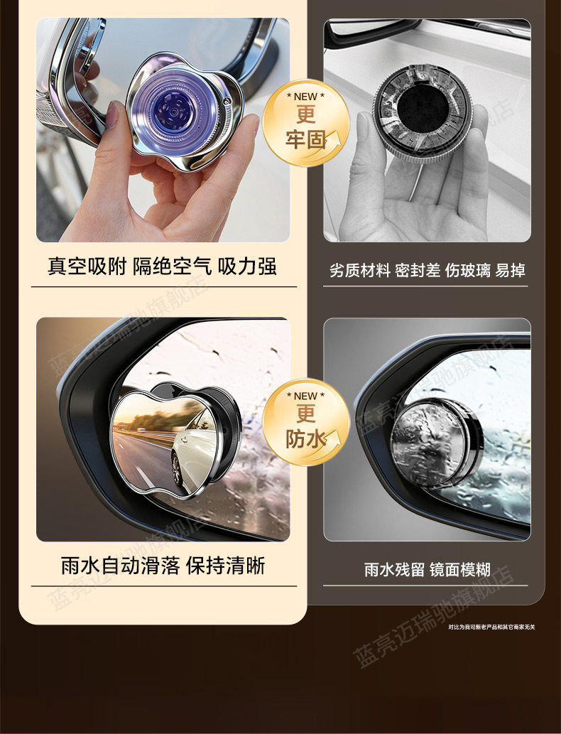 Rearview Mirror Small Round Mirror, Ultra-Clear Car Auxiliary Suction Cup Type Ultra-Wide-Angle Reflective Blind Spot High-Definition Device