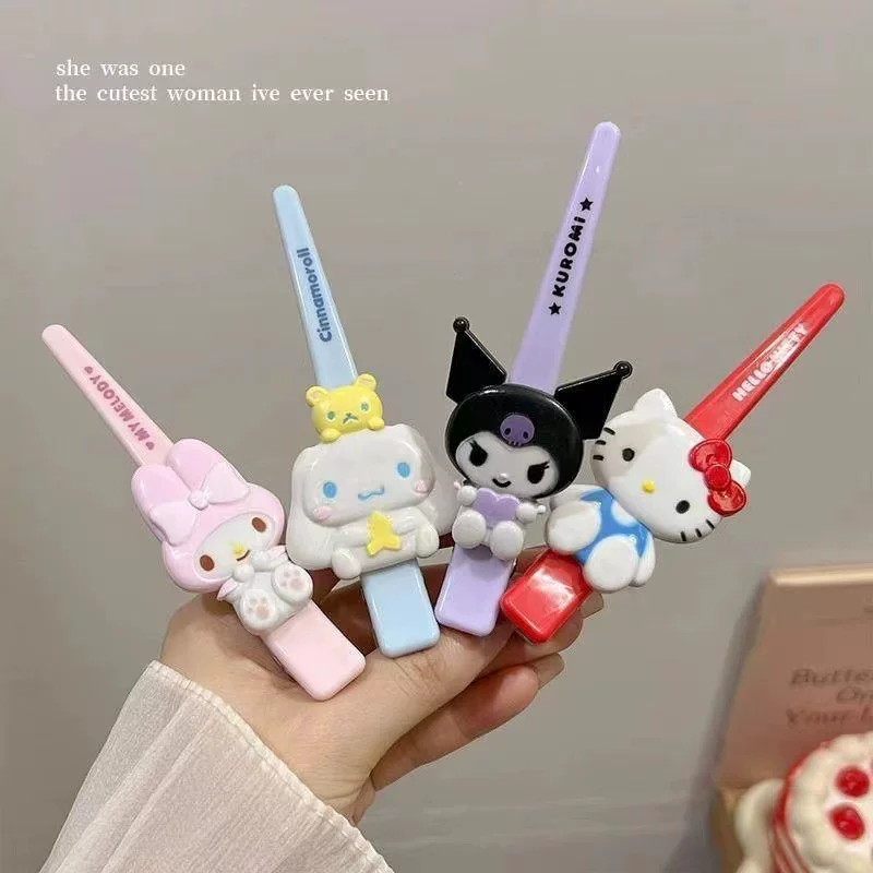 Заколки-шпильки Hello Kitty, милые клипсы с персонажем, 1–4 шт цветные мультяшные зажимы