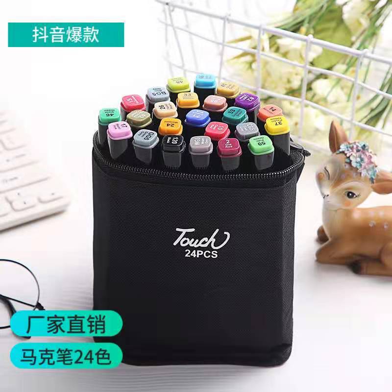 Toque la pintura de los niños estudiante de arte acuarela pluma 24 colores 48 colores 60 colores de doble cabeza marcador aceitoso traje
