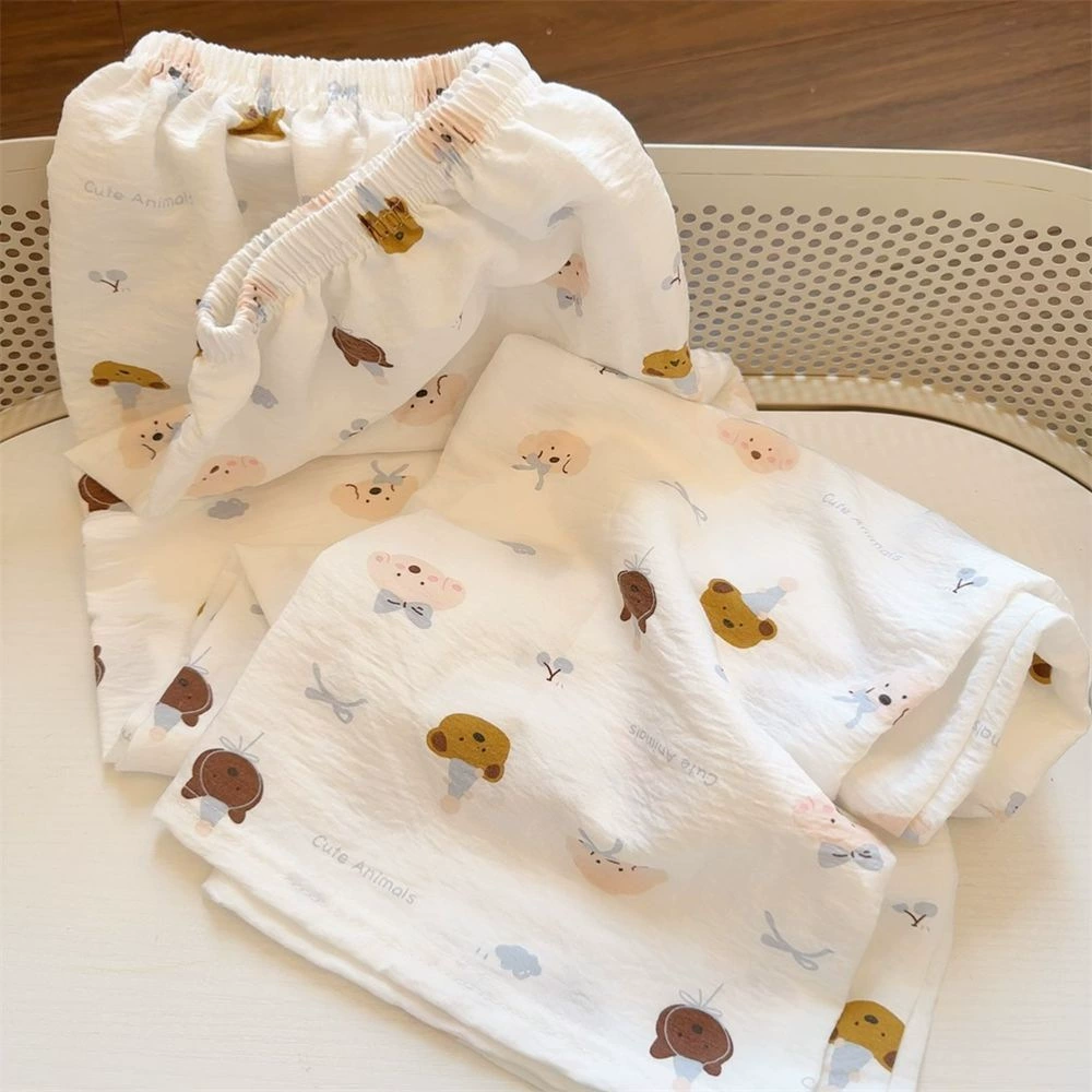 Прыжки женские весенние и осенние новые белые точки таксы собаки милые домашние брюки свободные мягкие прямые брюки