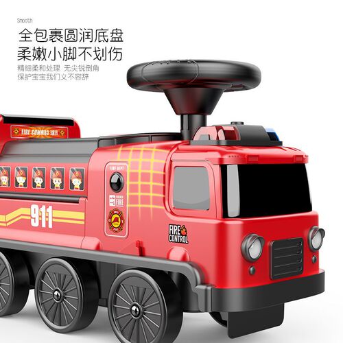 New bus police car fire track car adventure baby electric car children's toy car can seat people
